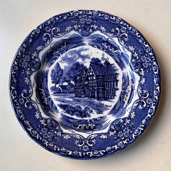 Grindley Staffordshire England Blue English Country Inns "The Bears Head" Plate - Picture 1 of 9